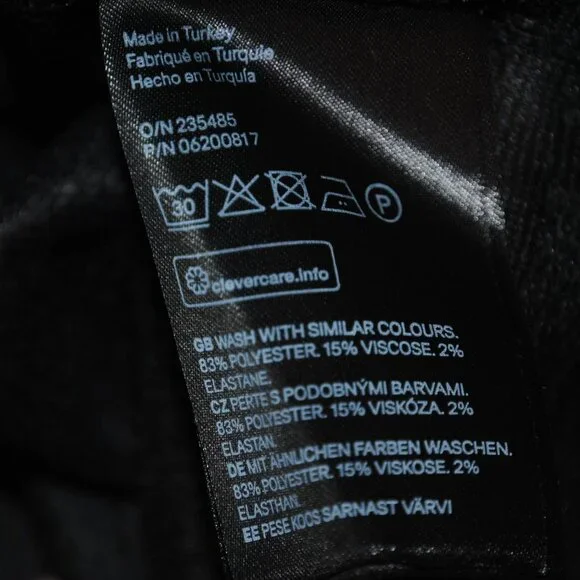 H&M Black Textured Long Sleeve Top, Size S, Minimalist Stretch Blouse - Picture 5 of 5